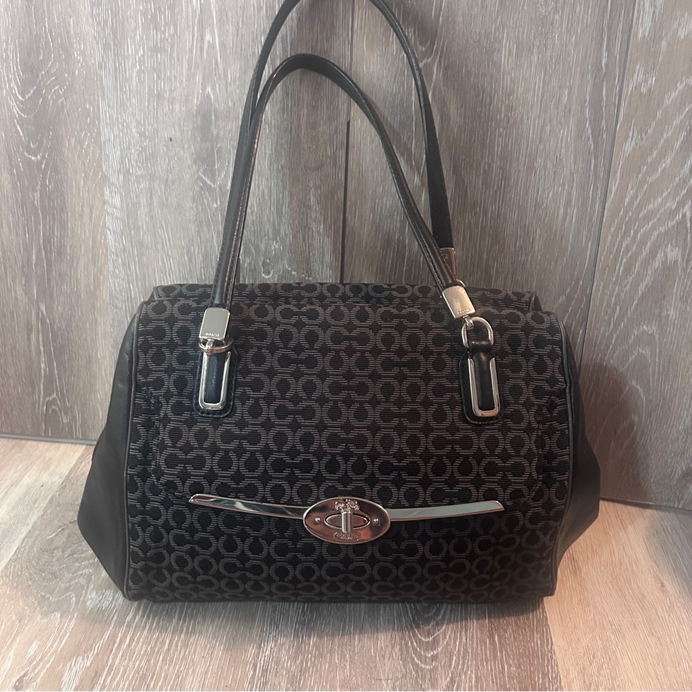 Coach Black and Gray Signature Satchel